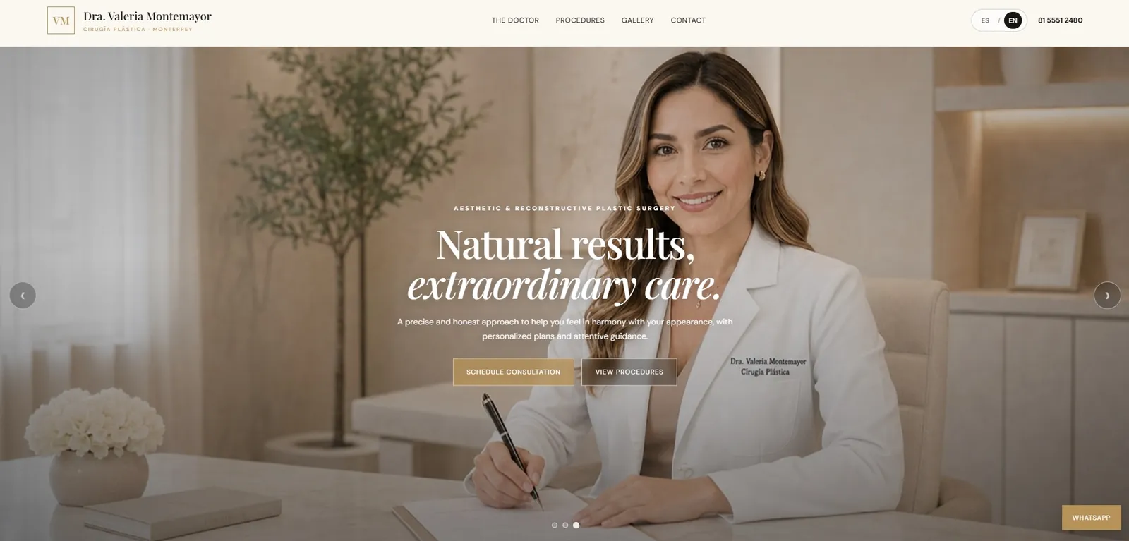 Muestra de página web para la Dra. Valeria Montemayor